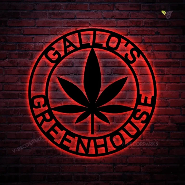 Custom Marijuana Sign, Weed Metal Wall Decor Custom Name Metal Sign With Led Lights, Personalized Name Cut Metal Art