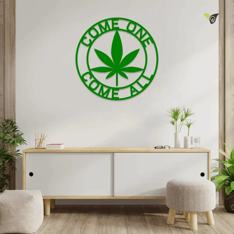 Custom Marijuana Sign, Weed Metal Wall Decor Custom Name Metal Sign With Led Lights, Personalized Name Cut Metal Art