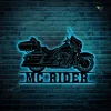 Personalized Motorcycle Garage Metal Art With Led Lights, Man Cave Decoration