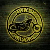 Custom Motorcycle Garage Metal Art With Led Light, Workshop Steel Wall Decor