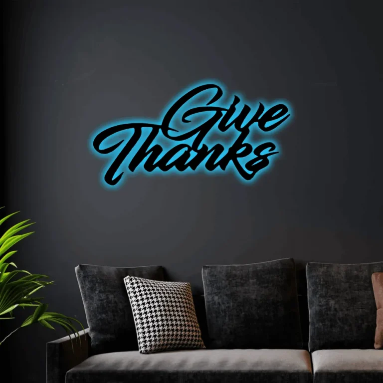 Give Thanks Led Lights Sign Monogram Wall Art Bible Verse Wall Art Decor Bible Verse Sign Christian Gifts Religious Gift Home Decor