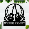 Custom Family Name Metal Guitar Sign, Guitar Lover, Guitar Couple Sign, Guitar Name Metal Art