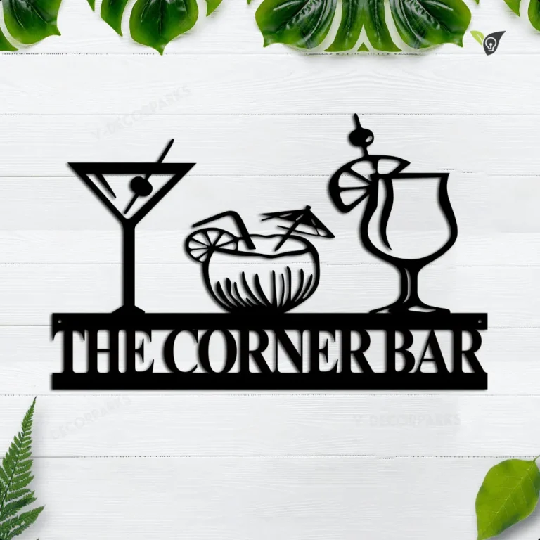 Personalized Bar Cocktail Metal Sign, Custom Name Bar Decor, Bartender Sign