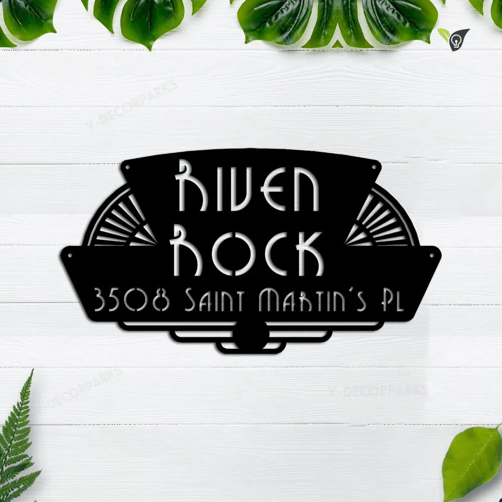 GPA6775314874552-text-8inch-16696-1.webp Art Deco, Modern, Fashionable, Metal Sign, Personalized, Wedding Gift, Housewarming Gift, Weatherproof