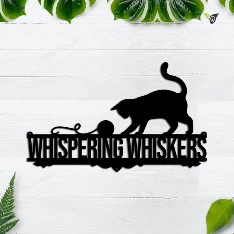 Cat Playing Whispering Whiskers Metal Sign, Cat Decor, Cat Wall Art, Gift For Cat Lovers