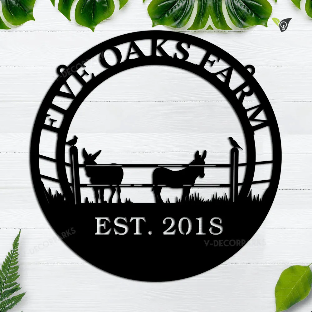 GPA6819810771128_18in.webp Personalized Welcome Farm Metal Wall Art, Funny Goat Farm Metal Sign, Custom Cute Goats Barn Ranch Name Sign, Farmer Gift