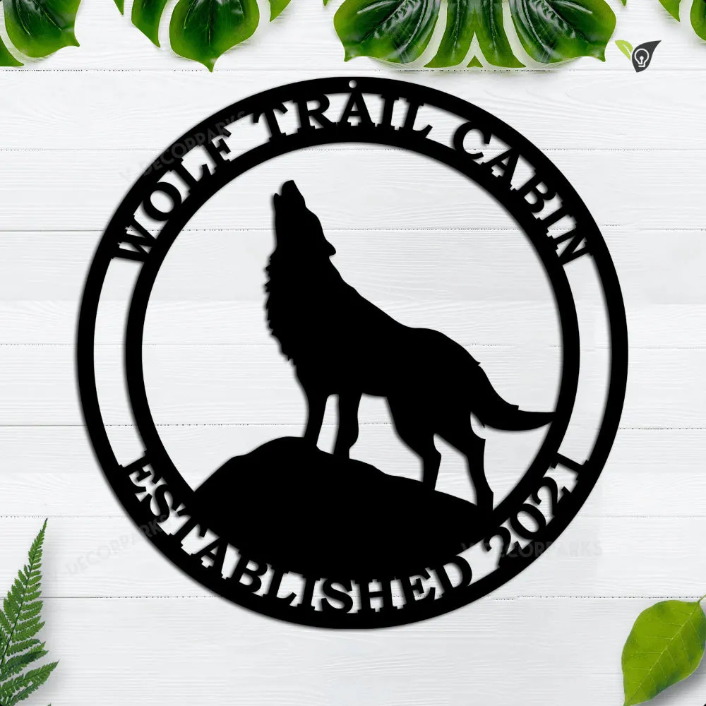GPA6819818176696-14in-10777.webp Personalized Wolf Monogram Metal Sign Art, Custom Wolf Monogram Metal Sign, Wolf Monogram Gifts Funny