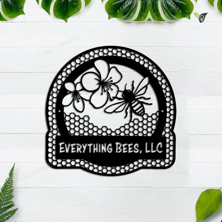 Honey Bee Honey Comb Name Sign, Custom Metal Sign, Metal Art Wall ...