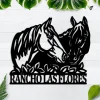 Horse Metal Sign, Ranch Sign, Farm Sign, Mustang Couple Personalized, Plasma Cut Steel Sign, Metal Wall Art, Metal House Sign