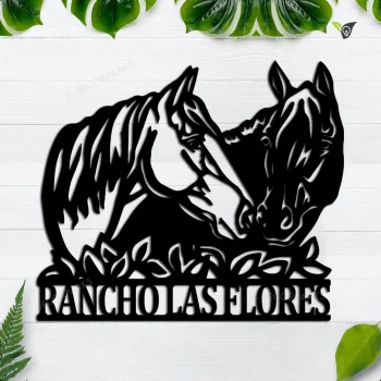 Horse Metal Sign, Ranch Sign, Farm Sign, Mustang Couple Personalized, Plasma Cut Steel Sign, Metal Wall Art, Metal House Sign