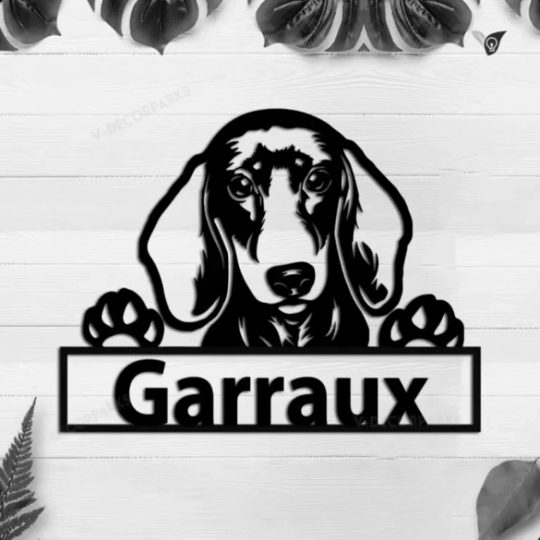 Custom Peeking Dachshund Dog Metal Wall Art, Personalized Peeking Dachshund Metal Name Sign