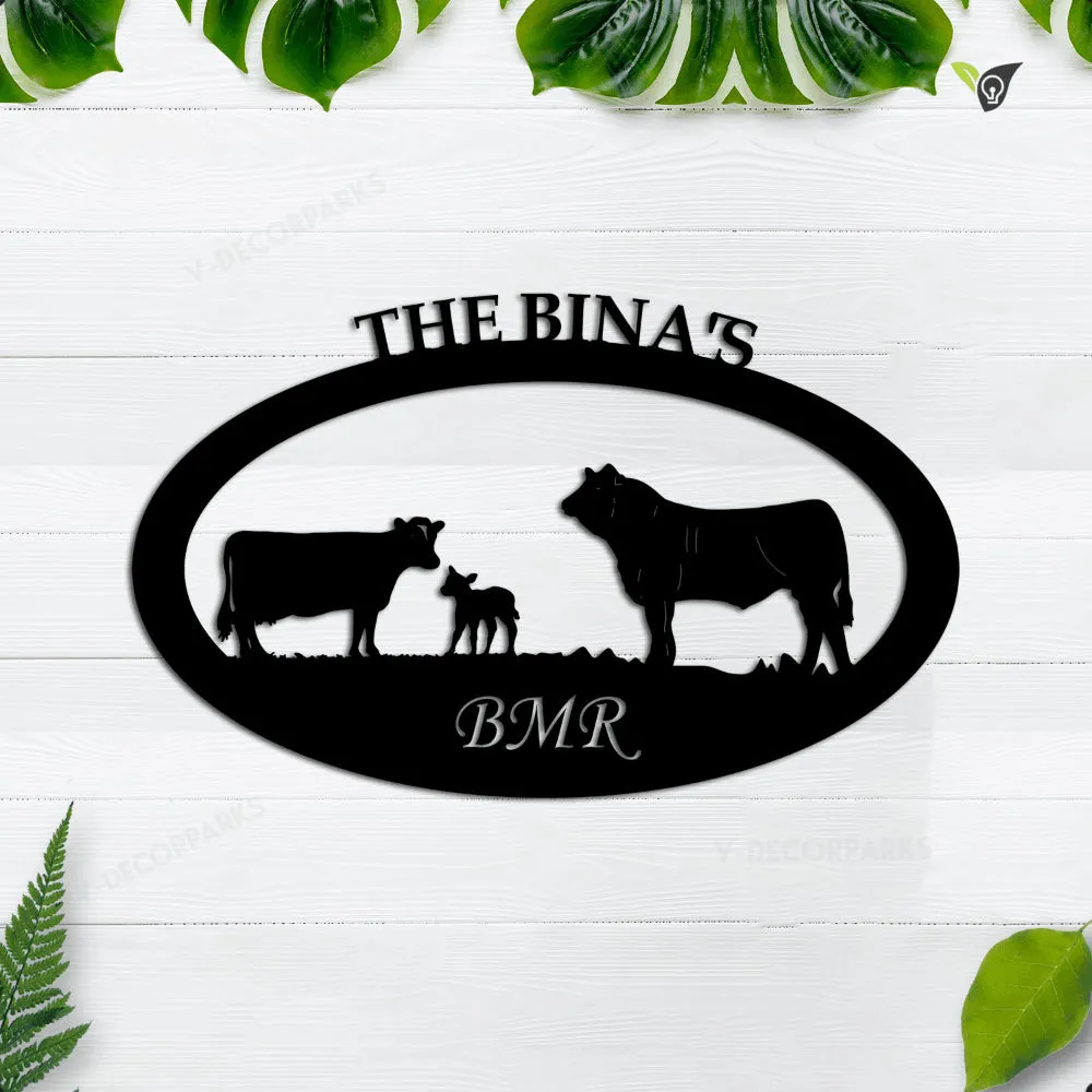 GPA6852341956792-18ch-16337-1.webp Huge Farm Sign,cow Calf Bull Metal Sign With Metal Letter Farm Name, Metal Wall Art, Metal House Sign