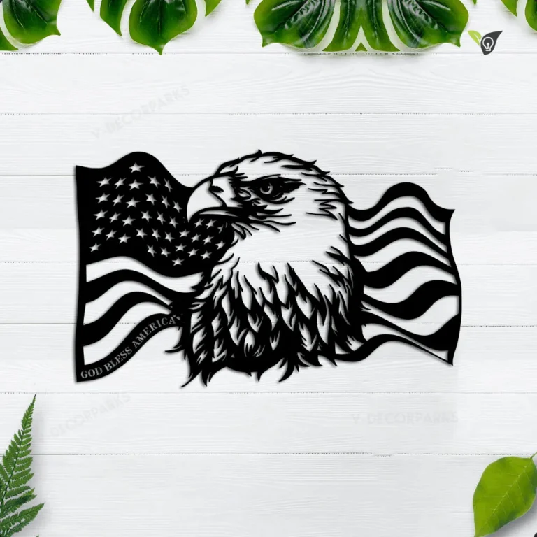 American Flag Eagle Metal Sign, Us Flag With Eagle Metal Wall Art, Independence Day Decor