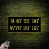 Gps Coordinates With Led Lights Sign, Latitude Longitude Signs, Personalized Wedding Gift, Housewarming Gift, Gps Sign