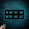 Gps Coordinates With Led Lights Sign, Latitude Longitude Signs, Personalized Wedding Gift, Housewarming Gift, Gps Sign