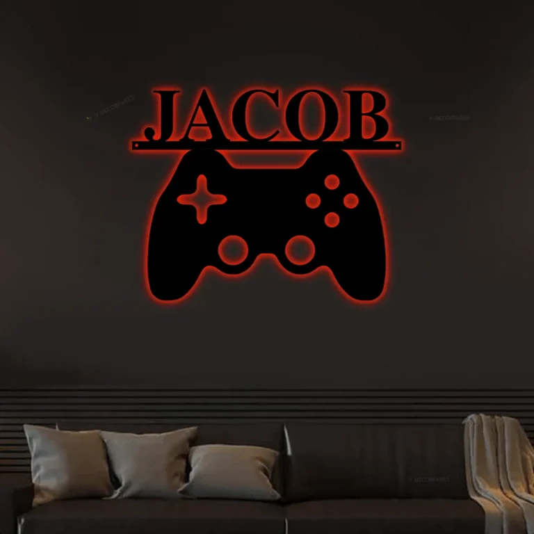 Gamer Name With Led Lights Sign, Nursery Decor, Personalized Metal Sign, Personalized Name Sign, Metal Name Sign, Kids Name Sign