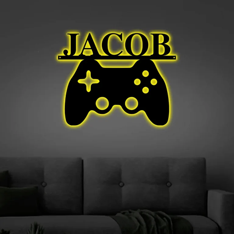Gamer Name With Led Lights Sign, Nursery Decor, Personalized Metal Sign, Personalized Name Sign, Metal Name Sign, Kids Name Sign