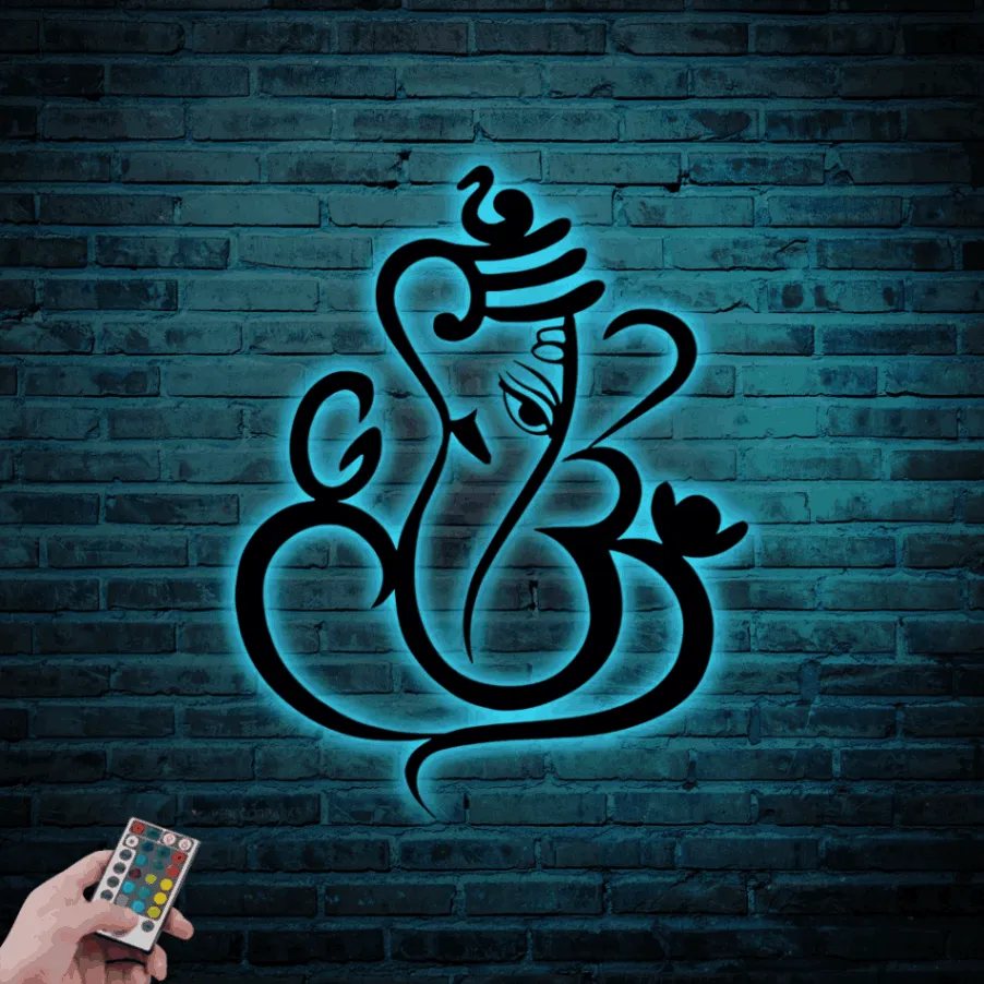 Ganesha Led Lights, Metal Wall Art, Abstract, Metal Wall Hanging Art, Lord Ganesh, Metal Wall Sculpture, Housewarming Gift