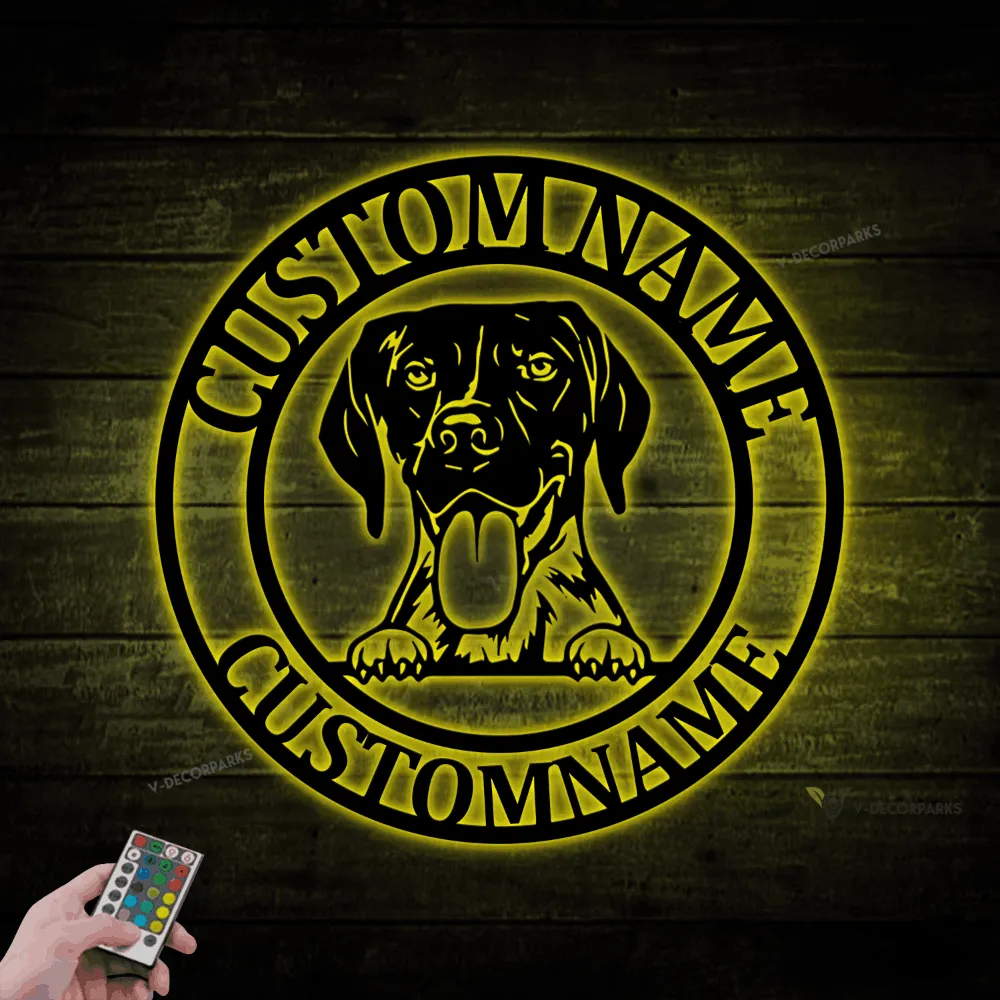 German Shorthaired Pointer Dog Metal Wall Art With Led Lights, German Shorthaired Pointer Dog Name Sign, Dog Name Decor, Dog Lover Gift