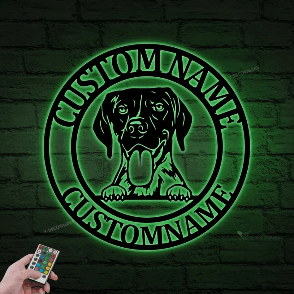 German Shorthaired Pointer Dog Metal Wall Art With Led Lights, German Shorthaired Pointer Dog Name Sign, Dog Name Decor, Dog Lover Gift