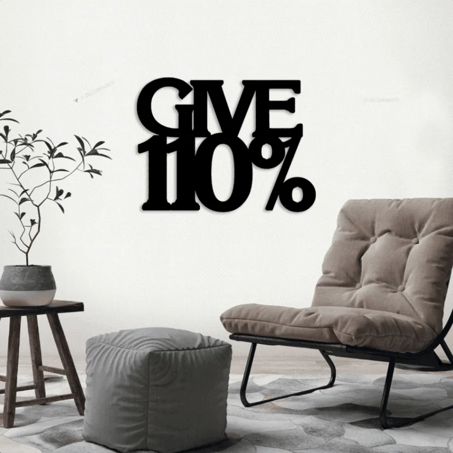 Give 110% Inspirational Metal Led Lights Wall Sign, Inspirational Quote, Metal Wall Sign, Gym Sign, Sports Sign, Home Decor Sign