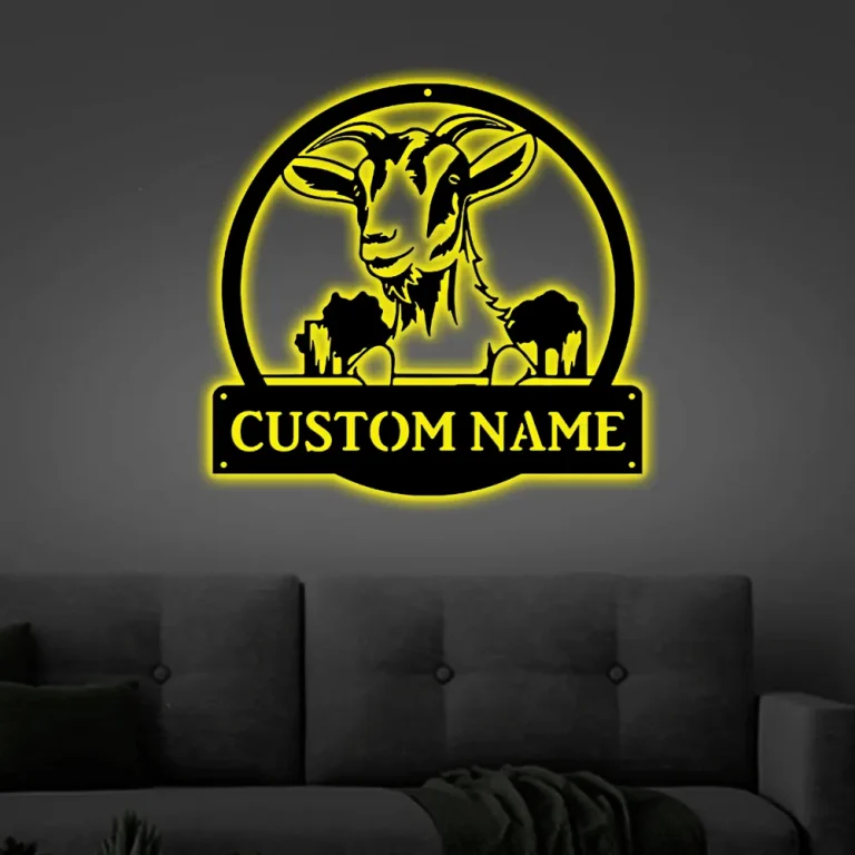 Goat Led Lights Farm Sign, Goat Ranch Metal Sign, Custom Goat Sign, Goat Metal Sign Personalized, Farmhouse Wall Decor, Metal Barn Sign
