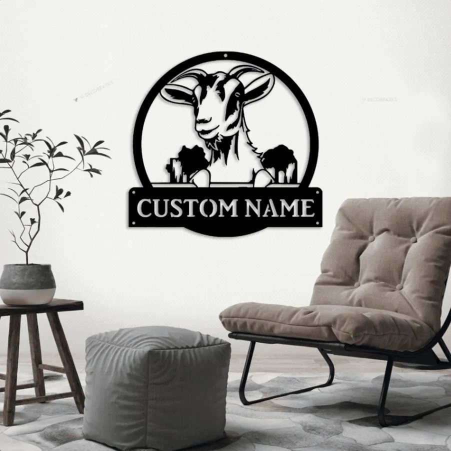 Goat Led Lights Farm Sign, Goat Ranch Metal Sign, Custom Goat Sign, Goat Metal Sign Personalized, Farmhouse Wall Decor, Metal Barn Sign