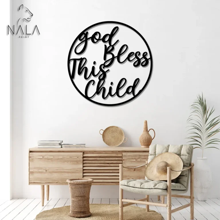 God Bless This Child Metal Sign, Metal Wall Hangings, God Bless Metal Wall Art, Modern Home Decor, Housewarming Gift