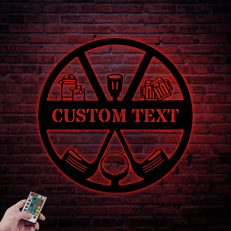 Golf Metal Wall Art With Led Lights, Sport Wall Decor, Golf Player Wall Sign, 19th Hole Sign Golf Wall Hanging, Gift For Golf Lover, Gift For Him