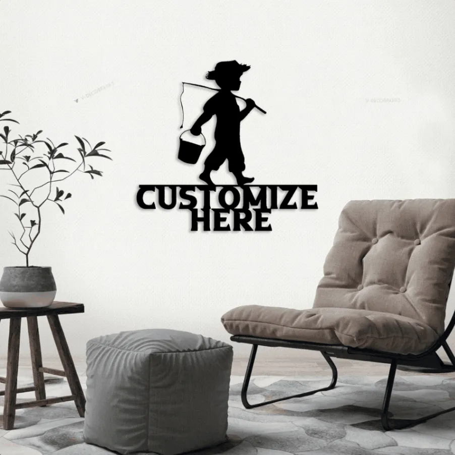 Gone Fishing Metal Sign With Led Lights, Fishing Home Decor, Fish Hook Sign, Metal Fish Hook, Fishing Decoration, Metal Fish Sign, Fishing Decor