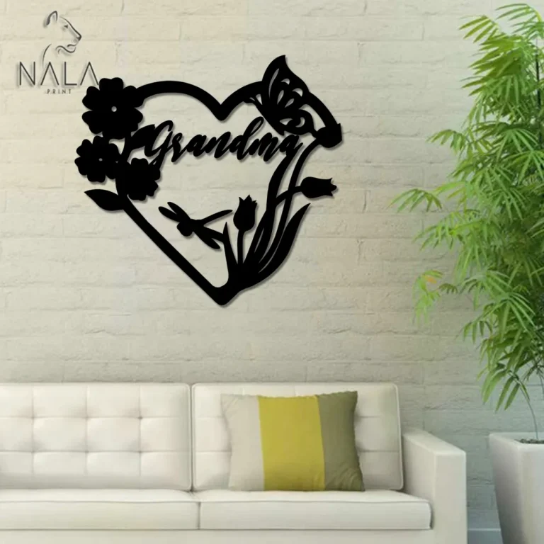 Grandma Heart Flowers Metal Sign, Metal Wall Hangings, Floral Metal Wall Art, Modern Home Decor, Perfect Gift For Grandmother