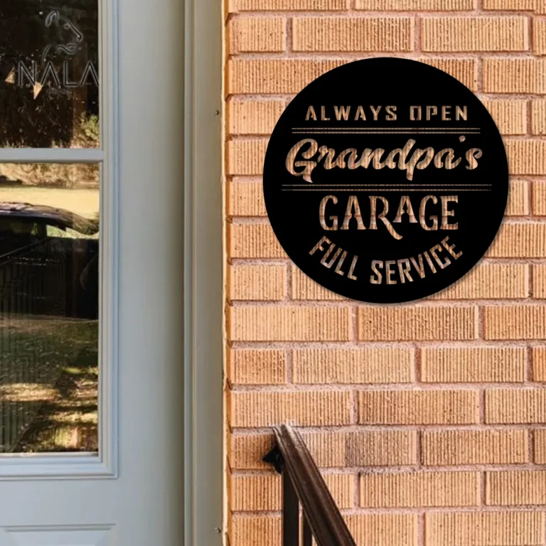 Always Open Grandpa's Garage Full Service Man Cave Metal Sign, Front Porch Wall Sign, Gift For Grandpa