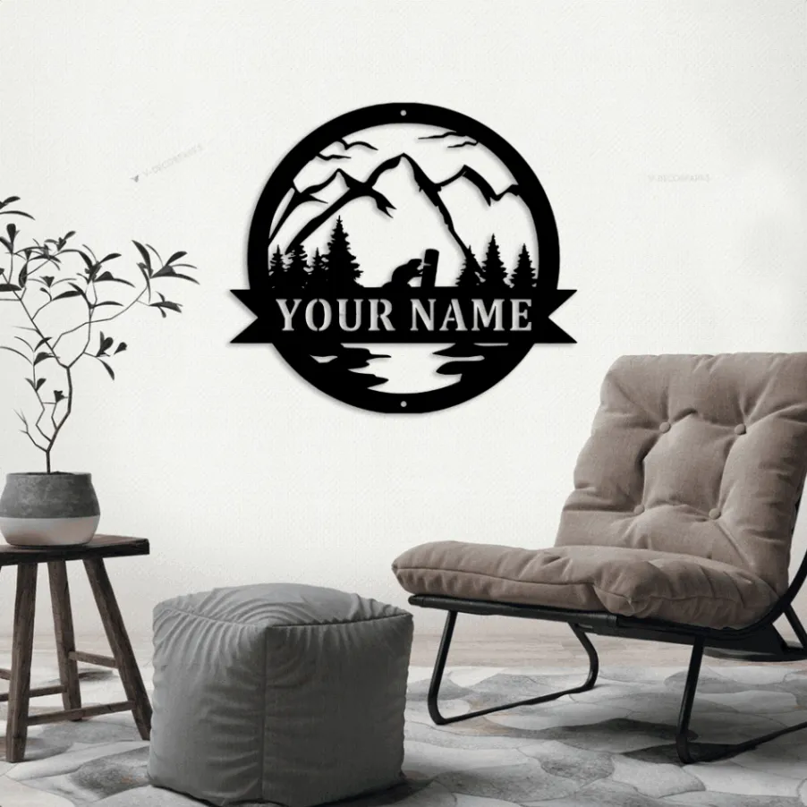 Great Outdoor Beaver Decor With Led Lights, Beaver Sign, Camp Sign, Christmas Gift For Him, Metal Name Sign, Fathers Day