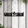 Grillin And Chillin Sign With Led Lights, Grilling Dad Decor, Grill Lover Gift, Bbq Metal Sign Decor, Dads Grill Sign Metal Wall Art Patio Bbq Sign