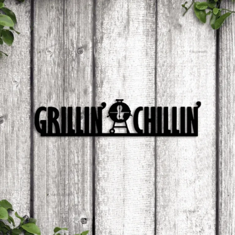 Grillin And Chillin Sign With Led Lights, Grilling Dad Decor, Grill Lover Gift, Bbq Metal Sign Decor, Dads Grill Sign Metal Wall Art Patio Bbq Sign