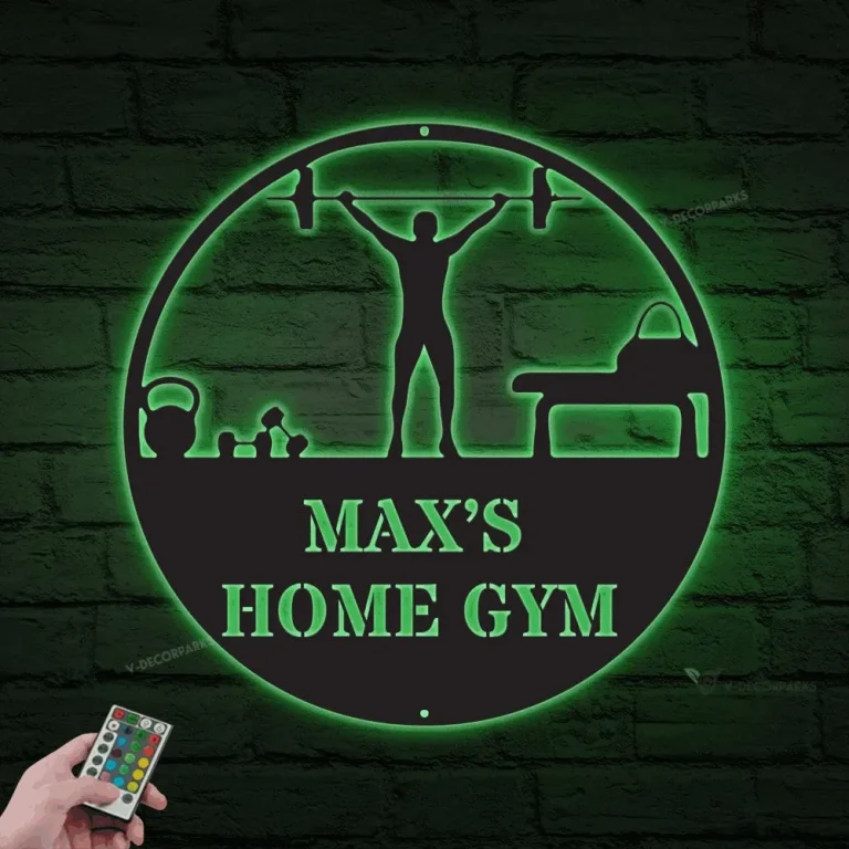 Gym Sign, Personalized Home Gym Sign With Led Lights, Custom Metal Gym Sign, Home Gym Sign, Father's Day Gift, Home Workout Sign, Crossfit Gym Sign