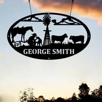 Welcome Sign Horse And Cowboy Custom Metal Wall Art Cut Metal Sign