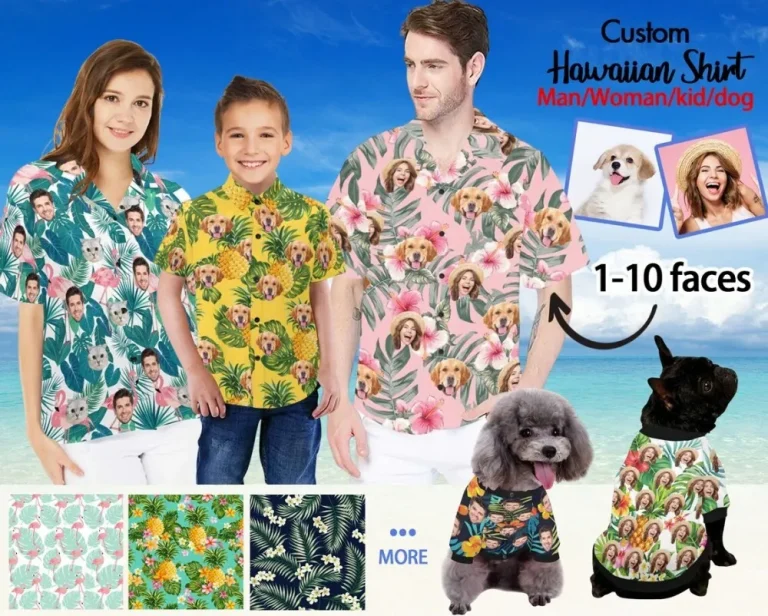 Father's Day Gift, Custom Hawaiian Shirt With Face Logo Text, Personalized Hawaiian Shirt, Custom Hawaiian Dog Shirt, Bachelor Party Shirt