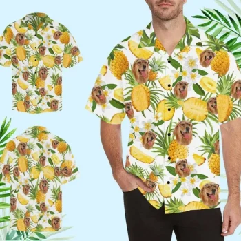 Custom Tropical Shirts For Men, Personalized Men Women Kid Dog Hawaii Shirt, Custom Hawaiian Button Shirt, Custom Hawaiian Shirt With Face