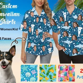 Custom Hawaiian Button Shirt, Custom Hawaii Shirt, Personalized Shirt,hawaiian Shirt For Man Women, Custom Face Hawaiian Shirt, Gift For Men