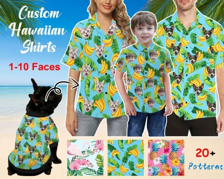 Men's Hawaiian Shirts With Floral Patterns, Face Hawaii Shirt, Personalized Shirt For Men, Hawaiian Shirt For Women Kid, Beach Aloha Shirt