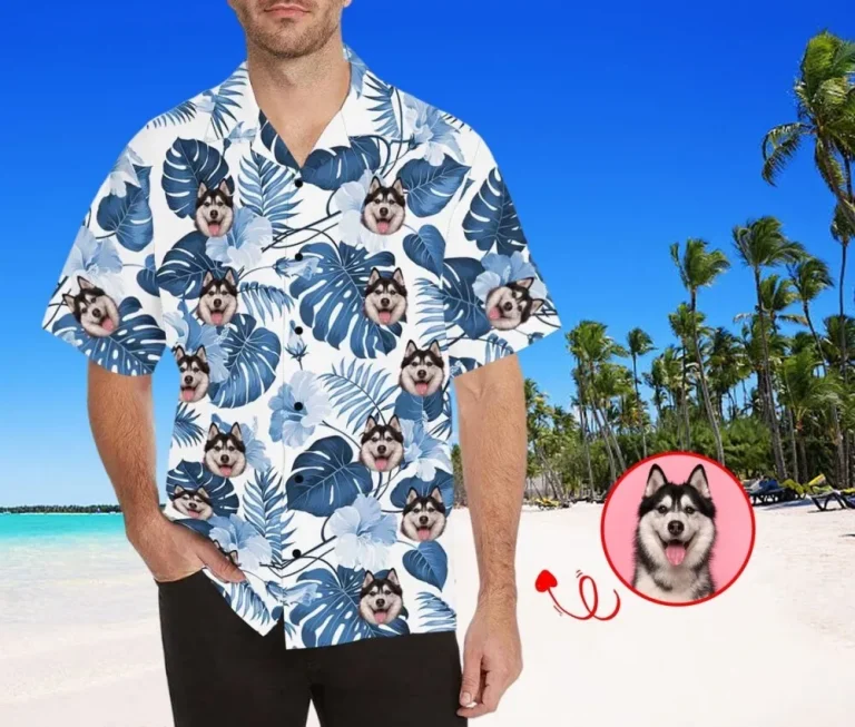 Personalized Dog Face Shirt Custom Shirt With Face Pet Face Shirt Personalized Hawaiian Shirt Custom Men's Shirt Birthday Gift For Him