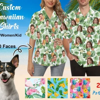 Custom Hawaiian Cat Shirt, Photo Man Hawaii Shirt, Personalized Shirt, Hawaiian Shirt For Man Women, Couple Pineapple Shirt, Gift For Men