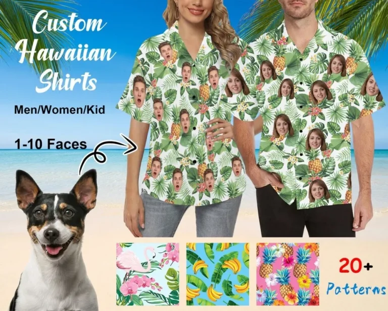 Custom Hawaiian Cat Shirt, Photo Man Hawaii Shirt, Personalized Shirt, Hawaiian Shirt For Man Women, Couple Pineapple Shirt, Gift For Men