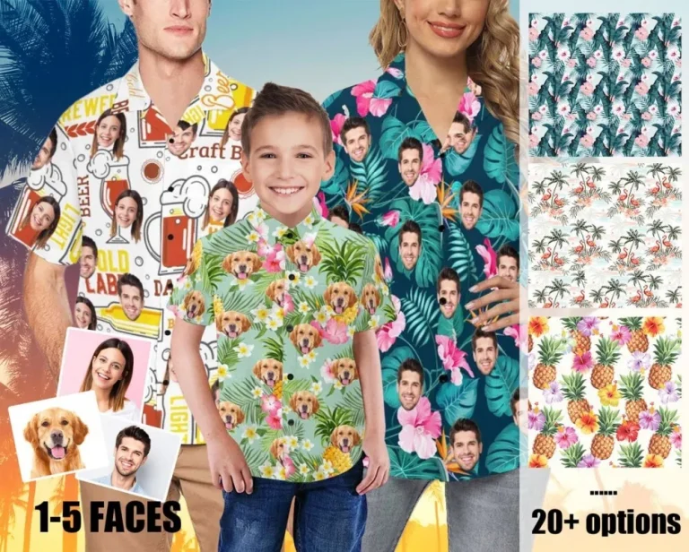 Custom Hawaiian Shirt With Face, Dog Hawaiian Shirt For Woman Man Kid, Custom Button Shirt Face, Personalized Hawaiian Shirt Men