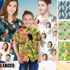 Custom Hawaiian Face Shirt, Custom Hawaiian Shirt With Dog , Custom Short Sleeve Shirts For Woman, Personalized Hawaiian Shirt Man And Kid