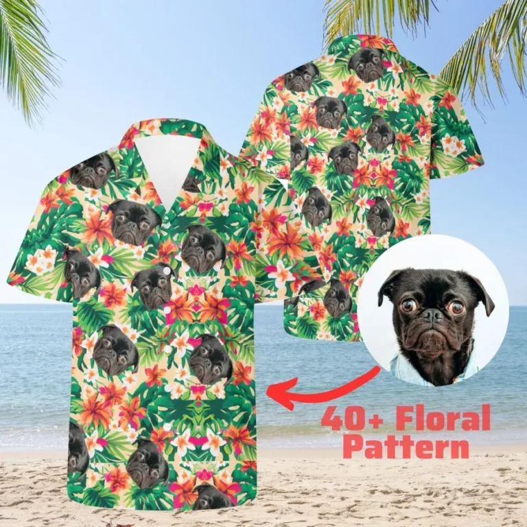 Dog Personalized Hawaiian Shirt ,custom Pet Hawaiian Aloha Shirt,funny Hawaiian Shirt With Face-tropical Beach Shirt-pet Lover Gift