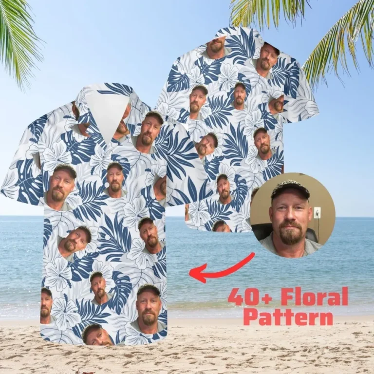 Funny Father's Day Gift -dad Personalized Hawaiian Shirt ,custom Dad Shirt-family Hawaiian Aloha Shirt,funny Floral Shirt With Face-dad Gift