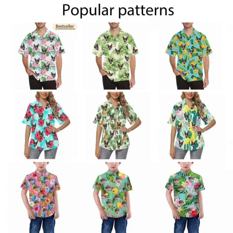 Custom Hawaiian Shirts With Face Photo Logo, Tropical Pattern Shirt For Men Women, Personalized Photo Hawaiian Shirt, Short Sleeve Shirts