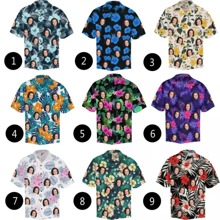 Custom Face Hawaiian Shirts,personalized Face Beach Shirts,custom Photo Shirt,vacation V-neck Shirt,custom Popular Gifts,gift For Him/her